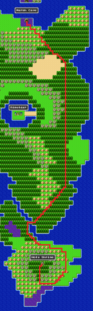 Path from Murshy Cave to Holy Shrine to get Rainbow Drops. Source: https://www.realmofdarkness.net/dq/wp-content/img/snes/dq/maps/alefgard-2.png