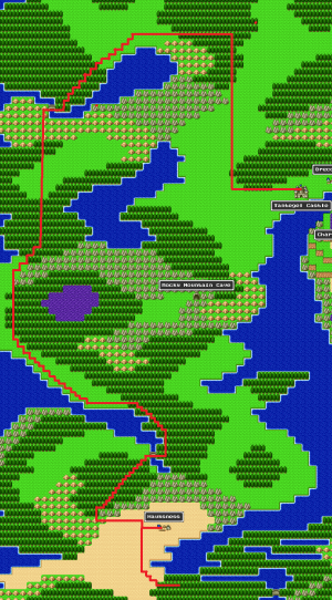 Path from Radatome Castle to Metal Slime Hunting area. Source: https://www.realmofdarkness.net/dq/wp-content/img/snes/dq/maps/alefgard-2.png